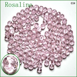 Imitazione branelli di cristallo austriaco, grado aaa, sfaccettato, rondelle, roso, 4x3mm, Foro: 0.7~0.9 mm