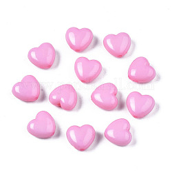 Perline acrilico opaco, cuore, perla rosa, 10x11x6mm, Foro: 2 mm, circa 1267pcs/500g