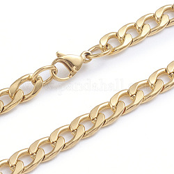 Мужские 304 цепные ожерелья из нержавеющей стали с кубинскими звеньями, с карабин-лобстерами , золотые, 35.43 дюйм (90 см)