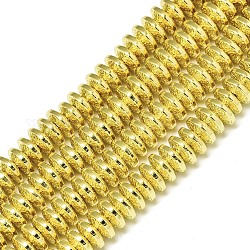 Electroplate non magnetici ematite sintetico fili di perline, accidentato, disco, oro placcato, 8x3mm, Foro: 1.4 mm, circa 120~122pcs/filo, 15.75 pollice (40 cm)