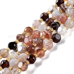 Chapelets de perles en agate naturelle du Botswana, avec des perles de rocaille, dés célestes à six faces, facette, 6x6x6mm, Trou: 0.8~1mm, Environ 52 pcs/chapelet, 15.83'' (40.2 cm)