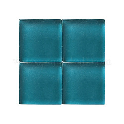 Glas cabochons, Mosaikfliesen, für Heimdekoration oder Basteln, Viereck, blaugrün, 10x10x3.5 mm, ca. 1200 Stk. / 1000 g