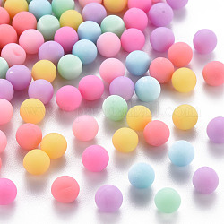 Opaque Acrylic Beads, Frosted, No Hole, Round, Mixed Color, 6mm