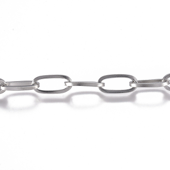 304 Stainless Steel Chain, Cable Chain, Unwelded, Stainless Steel Color, 10x5x1mm