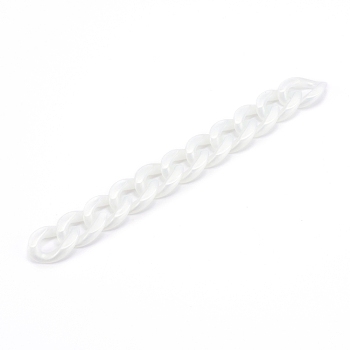 Handmade Opaque Acrylic Curb Chains, Twisted Link Chain, Creamy White, 23x16.5x4mm, about 39.37 inch(1m)/strand