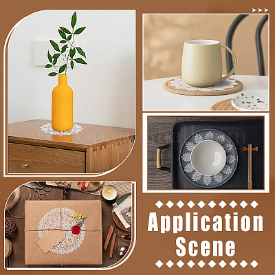 8 шт. 4 стиля подставки под стаканы с цветочной вышивкой из полиэстера AJEW-CN0003-12-1