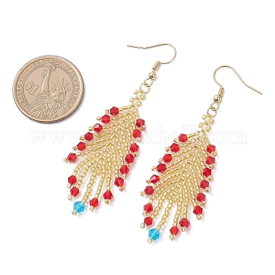 Серьги с подвесками из стеклянных семян EJEW-MZ00569-01-1