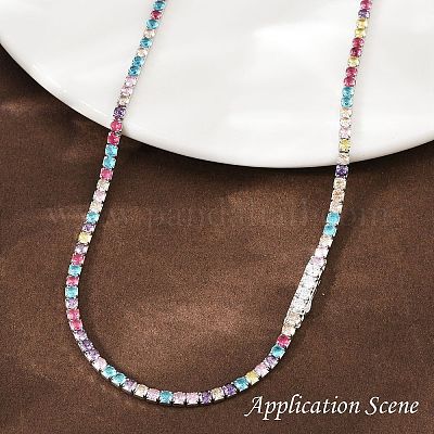 925 цепочка из стерлингового серебра с разноцветными кубическими цирконами STER-C016-02A-P01-1