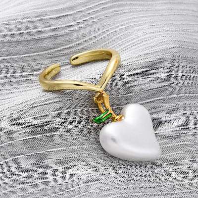 Латунные эмалевые открытые манжеты для женщин RJEW-U057-21G-1