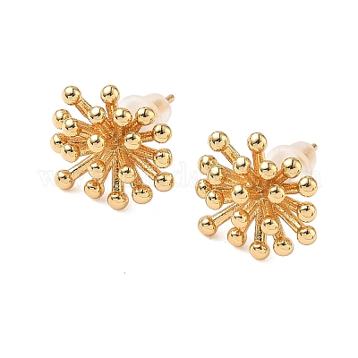 Серьги-гвоздики в виде цветка из латуни EJEW-D337-07G-1