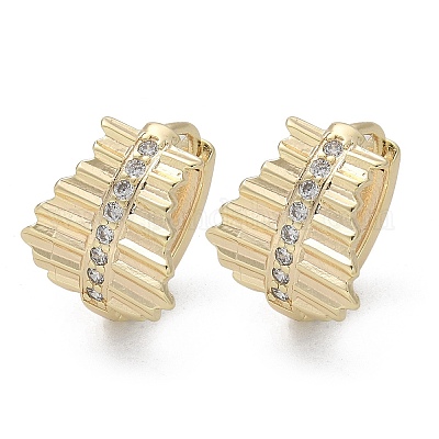 Серьги-кольца из латуни с прозрачным фианитом EJEW-Q014-17G-1