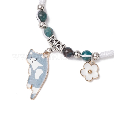 Натуральные апатитовые бусины плетеные браслеты из бисера BJEW-TA00621-02-1