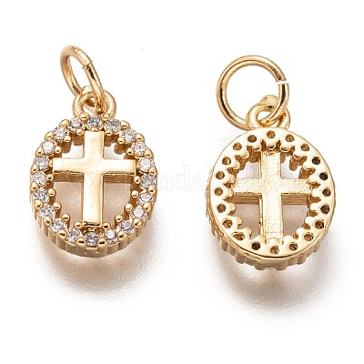 Латунные микропаве прозрачные кубические циркониевые подвески ZIRC-C020-62G-1