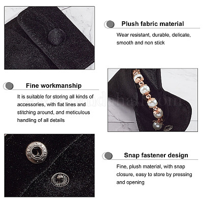 Wholesale NBEADS 24 Pcs Velvet Jewelry Pouches with Snap Button 