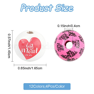 40 шт. 12 стиля с рисунком на тему Дня матери деревянные европейские бусины WOOD-FS0001-41-1