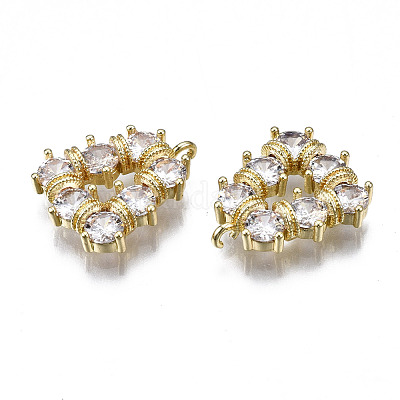 Подвески из прозрачного фианита с инкрустацией из латуни ZIRC-S069-025G-1