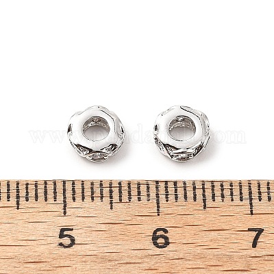 Плоские круглые латунные микропрозрачные прозрачные кубические циркониевые бусины-разделители KK-L237-016P-1