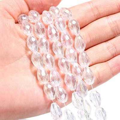 Стеклянные бусины с гальваническим покрытием  EGLA-D015-12x8mm-01-1