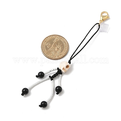 Подвеска в виде скелета на тему Хэллоуина из стеклянных семян HJEW-MZ00284-06-1