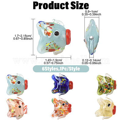 6шт 6 цвета бусины лэмпворк ручной работы LAMP-FS0001-56-1