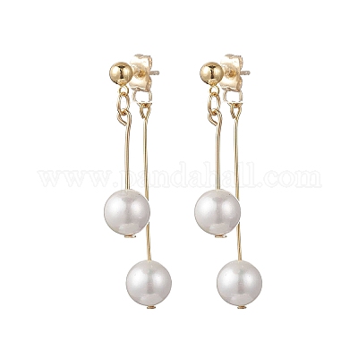 Серьги-гвоздики с круглыми бусинами-кисточками из нержавеющей стали 304 EJEW-JE06662-1