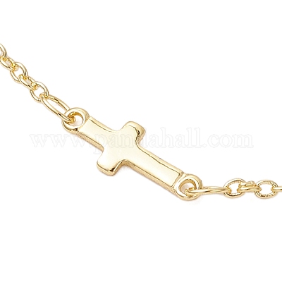 Прозрачный кубический цирконий плоские круглые и поперечные браслеты для женщин BJEW-JB12007-1