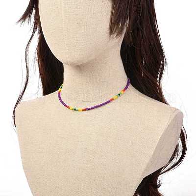 Стекла семян бисера ожерелья NJEW-JN03646-1