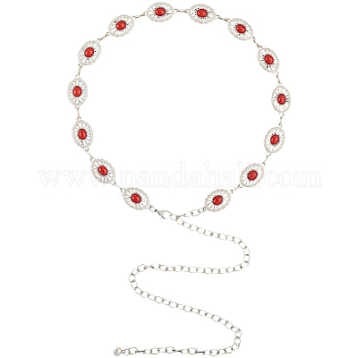 1 шт сплав с имитацией смолы бирюзового цвета овальные звенья цепи ремни AJEW-CY0001-79A-1