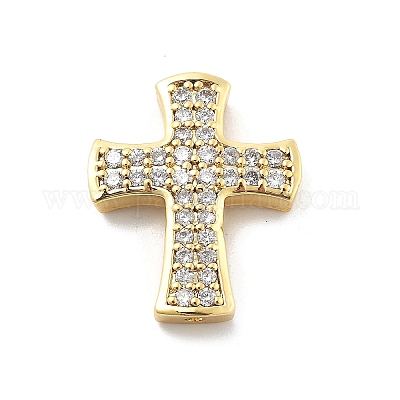 Латунные микропаве прозрачные подвески с фианитом KK-L228-44C-G-1