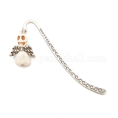 Череп с окрашенными крыльями из синтетической бирюзы AJEW-JK00180-03-1