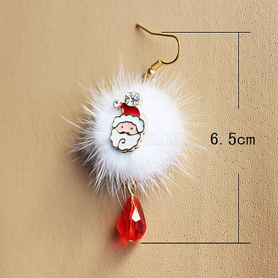 Серьги-подвески из сплава с помпонами и каплевидными стразами FS-WG013CB-01-1