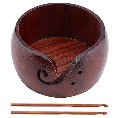 Wholesale GORGECRAFT Wooden Yarn Bowl Wood Crocheting Holder Basket Handmade  Knitting Round Crochet Wool Storage Bowls Grandmothers Moms Sewing Tools  Crochet Hooks Dark Brown for Mother's Day Home Crafts 