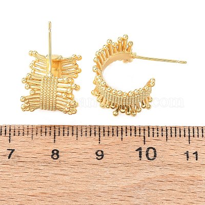 C-образные латунные серьги-гвоздики EJEW-D346-02G-1