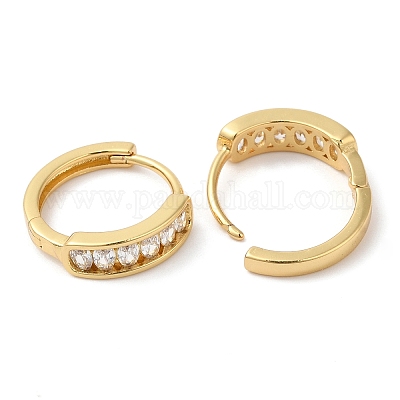 Серьги-кольца из прозрачного кубического циркония EJEW-G348-10G-1