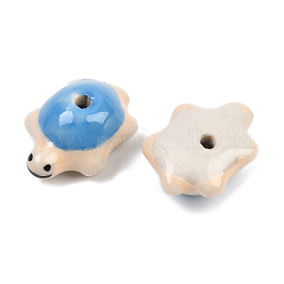 Ручной работы яркие остеклением шарики фарфора PORC-CJC0009-03G-1