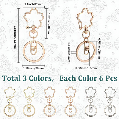 18 шт. 3-х цветные застежки для брелка из сплава KEYC-SC0001-73-1