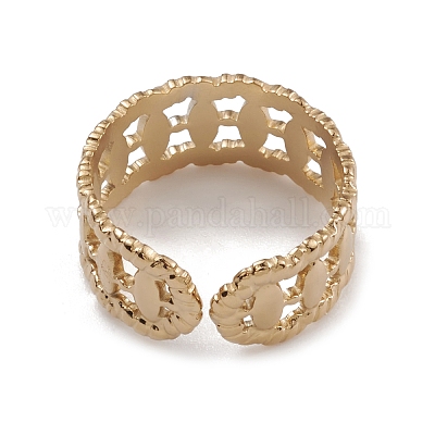 Ионное покрытие (ip) 304 нержавеющая сталь конский глаз открытые манжеты кольца для женщин RJEW-G285-21G-1