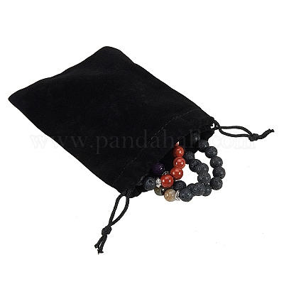 3pcs 3 Colors Dyed Natural Agate Beads Stretch Bracelets, with Synthetic Lava Rock Beads, Alloy Beads and Velvet Bag, Round, Mixed