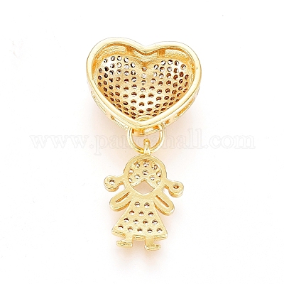 Латунные микропаве прозрачные подвески с фианитом ZIRC-L093-04G-1