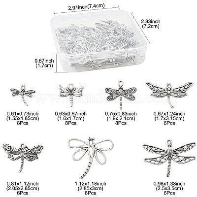 50 шт. подвески в виде стрекоз из сплава в тибетском стиле в двух стилях TIBEP-FS0001-43-1