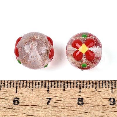 Светящиеся бусины лэмпворк из золота и песка ручной работы LAMP-N035-04D-1