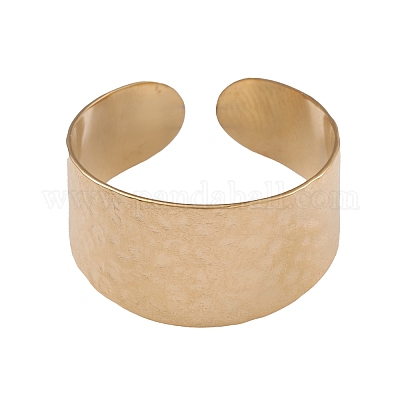 Ионное покрытие(ip) 304 нержавеющая сталь текстурированные открытые манжеты кольца для женщин RJEW-G285-67G-1