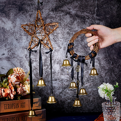 2 шт. 2 стиля ротанговые и железные колокольчики ведьмы ветряные колокольчики подвеска для двери украшение WICR-GF0001-01-1
