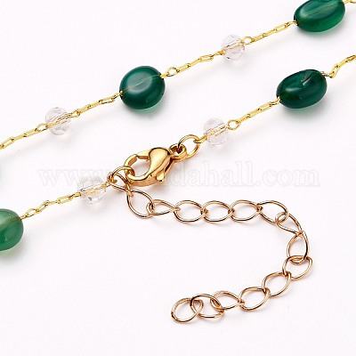 Самородки ожерелья из бисера с натуральными драгоценными камнями NJEW-JN03188-1