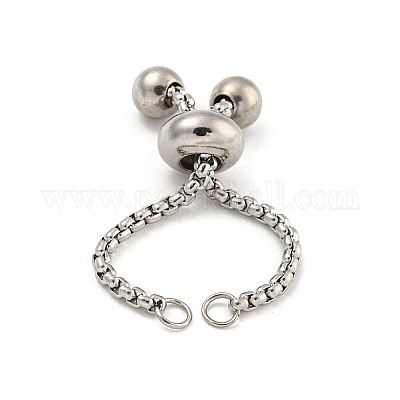 Не тускнеющий регулируемый браслет из нержавеющей стали 304 с цепочкой-слайдером MAK-L038-001P-01-1