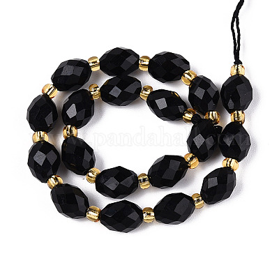 Натуральный черный обсидиан бисер пряди G-N342-53-8x6-01-1