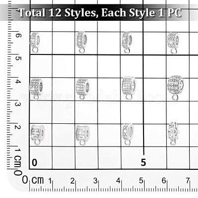 12 шт. 12 стиля латунных трубчатых дужек с микропаве из кубического циркония KK-PH0013-25-1