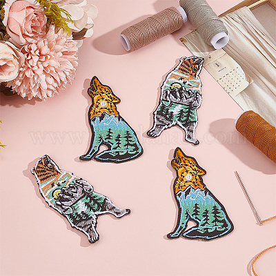 4 шт. 2 стиля аппликаций с вышитыми животными из ткани PATC-HY0001-45-1
