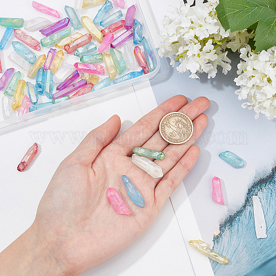 1 нить гальванизированных бусин из натурального кварцевого кристалла G-OC0002-48-1