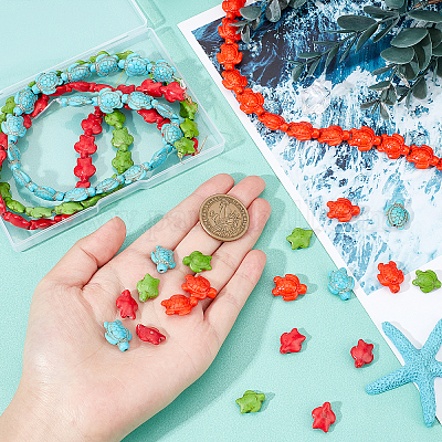 4 нить 4 нити окрашенных синтетических бирюзовых бусин 15~18x12~14x6~8 стилей G-GA0001-62-1